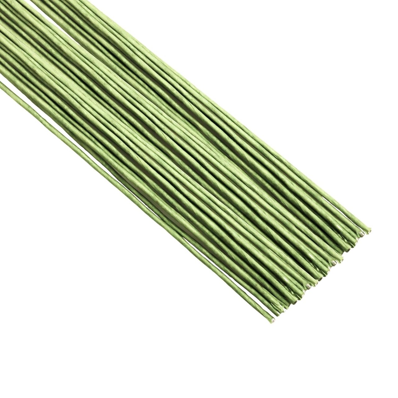 50-Pack Green Paper-Wrapped Floral Stem Wire, 16in, 16 Gauge Craft